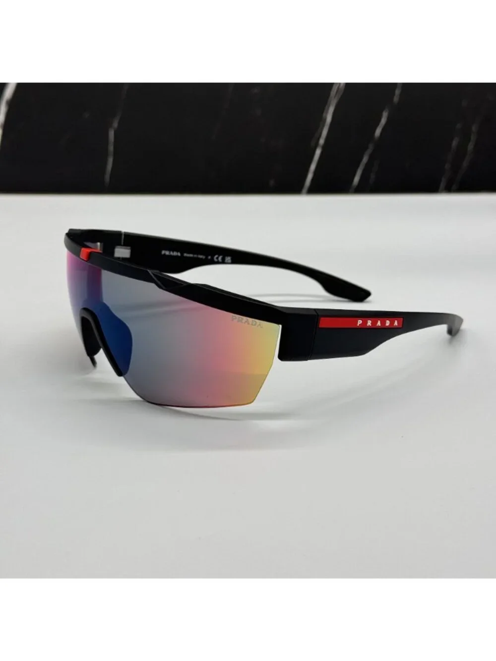 Prada Linea Rossa PS03XS DG008F Men Black Multicolor Sport Sunglasses Authentic